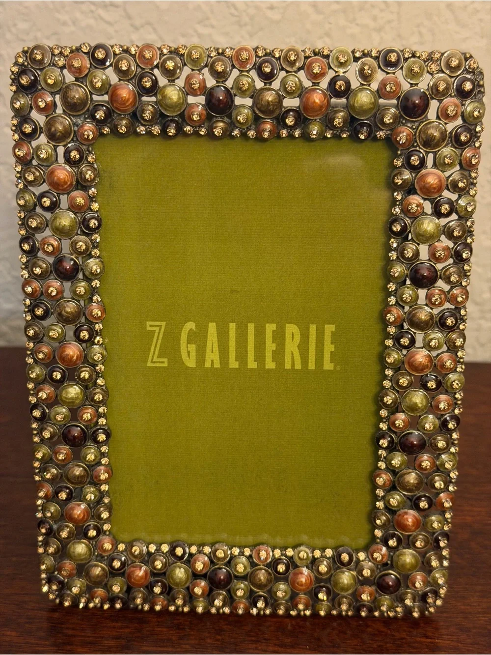 Z Gallerie Photo Frame Metal And Enamel 3D Bubbles Design Earth Tones Fits 4x6